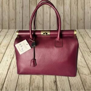Viola Castellani Burgundy Leather Satchel